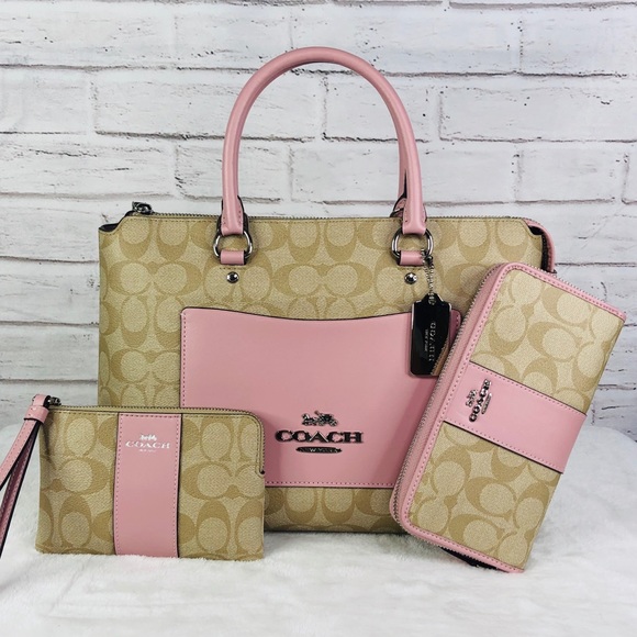 Coach Handbags - 3PCS Coach Emma Satchel Wallet Wristlet Set
